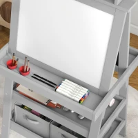 AIYAPLAY Caballete de Pintura para Niños 3 en 1 Pizarra de Doble Cara con Rollo de Papel y Cestas de Almacenamiento Gris(m-8)