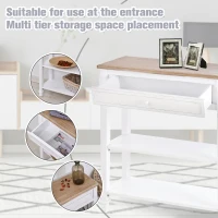 HOMCOM Console Table Hallway Side Desk 1 Drawer 2 Shelves Worktop Handle Retro Elegant Style Home Display Storage for Bedroom Livingroom(m-5)