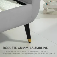 HOMCOM Sitzbank mit Stauraum und Armlehnen, Truhenbank, samtartiges Polyester, Kautschukholz, Hellgrau, 107 x 42 x 65 cm(m-5)