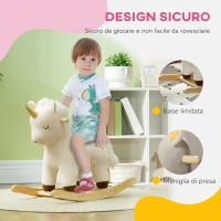 AIYAPLAY Cavallo a Dondolo per Bambini 2-4 Anni a Unicorno con Suoni e Rivestimento Morbido, Bianco(m-5)