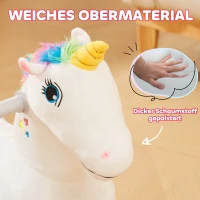 AIYAPLAY 6V Elektrisches Reiteinhorn für Kinder, Batteriebetrieb, Mit Musikfunktion und Vorwärtsbewegung, 18-36 Monate, Weiß(m-5)