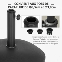 Outsunny Pied de Parasol Rond Base de lestage Parasol Ø 49 x 34,5H cm Poids Net 20 Kg Ciment PVC Noir(m-5)