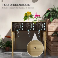 Outsunny Orto Rialzato in Legno con 2 Ripiani Pieghevoli e 12 Zone Separate, 122x91.5x89cm, Legno Naturale(m-7)