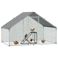PawHut Walk In Chicken Run with Chicken Activity Shelf and Cover, 3 x 2 x 2m(m-1)