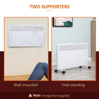 HOMCOM POWER Convector Radiator Freestanding or Wall-mounted Heating with 2 Heat Settings Safety Cut-Off, White(m-5)