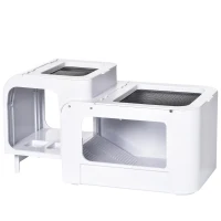 PawHut Terrario per Tartarughe d'Acqua con Vasca per Tartarughe, Ciotole e Finestre, 47x28x25cm - Bianco(m-1)