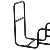 HOMCOM Chariot porte bûches - chariot à bois de chauffage en métal - 2 roues - panier roulant pour bûches à bois noir(m-7)