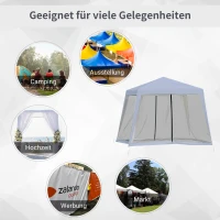 Outsunny Gartenpavillon Pavillon Festzelt Partyzelt wetterfest Zelt mit Moskitonetz Metall + Polyester Grau 3 x 3 m(m-7)
