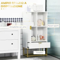 kleankin Mobiletto Bagno Moderno con Armadietto, Cassetto e Mensola Regolabile, 60x30x120cm, Bianco(m-4)