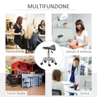 HOMCOM Sgabello Regolabile in Altezza con 5 Ruote e Seduta Ergonomica Imbottita in Gommapiuma, 36.2x37.5x51-66 cm, Nero(m-7)