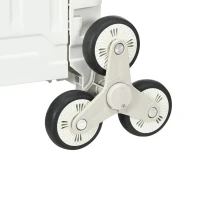 HOMCOM Carrito de la Compra Plegable con 2 Ruedas para Subir Escaleras Ángulo y Longitud de Mango Ajustable 48x43x95 cm Blanco(m-7)
