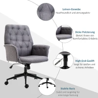 HOMCOM Bürostuhl mit Wippfunktion Drehstuhl Home-Office-Stuhl höhenverstellbarer Schreibtischstuhl Computerstuhl Arbeitsstuhl mit Armen 360°-Drehräder Schaumstoff Dunkelgrau 66 x 69 x 89,5-97 cm(m-7)
