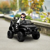 HOMCOM Macchina Elettrica per Bambini 3-6 Anni da 12V con Telecomando, Fari e Clacson, 100x64.2x71 cm, Nero(m-2)