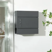 HOMCOM Cassetta Postale in Acciaio Zincato con 3 Fessure e 2 Chiavi di Sicurezza, 37x10.5x37 cm, Grigio(m-2)