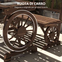 Outsunny Set da Giardino 3 Pezzi in Legno di Pino con 1 Tavolo da Esterno 115x55x71 cm e 2 Panchine 115x51x80 cm(m-4)