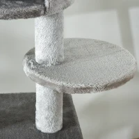 PawHut Kratzbaum Katzenbaum Deckenhoch Kletterbaum mit Katzenspielzeug Sisal Plüsch Hellgrau höhenverstellbar 60 x 40 x 225-255 cm(m-7)