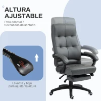 Vinsetto Silla de Escritorio Reclinable Tapizada de PU con Altura Ajustable Reposabrazos Reposapiés 65x65x118-125 cm Gris Oscuro(m-4)
