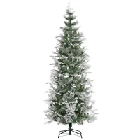 HOMCOM Sapin arbre de Noël artificiel 225 cm 880 branches enneigées+ support pied pliable vert(m-1)