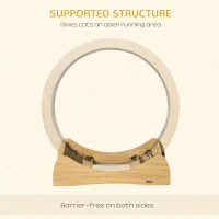 PawHut 30" Wooden Cat Running Wheel with Brake, Natural Wood Finish(m-5)