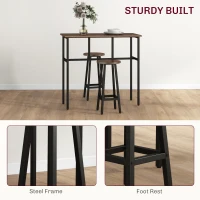 HOMCOM 6-Piece Bar Table Set, Counter Height Kitchen Dining Set with 2 High Tables & 4 Stools, Space Saving Compact Bar Furniture for Small Kitchens and Flats, Multiple Arrangements, Rustic Brown(m-7)