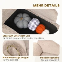 PawHut Haustiersofa für Katzen und Hunde, versteckter Stauraum, robuster Bezug, beige, 80 x 40 x 46 cm(m-6)