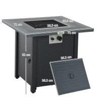 Outsunny 71 x 71cm 40000 BTU Gas Firepit Table - Black/Dark Grey(m-3)