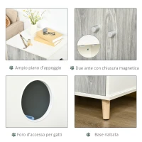 PawHut Mobile Lettiera per Gatti Fino 5.5kg con Foro d'Ingresso Laterale, 60x55x62.5cm - Bianco e Grigio(m-6)
