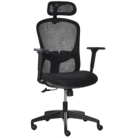 Vinsetto Bürostuhl mit Wippenfunktion Kopflehne Home-Office-Stuhl höhenverstellbarer Schreibtischstuhl ergonomisch 360°-Drehräder Schaumstoff Nylon Schwarz 64 x 64 x 100-109,5 cm(m-1)
