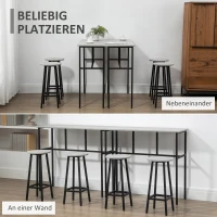 HOMCOM Bartisch-Set im Industriedesign, 6-teilig, 2 Tische und 4 Barhocker, Grau + Schwarz(m-6)