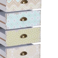 HOMCOM Kommode Schubladenkommode Schrank mit 5 Schubladen Shabby Chic Holz Bunt B46 x T34 x H97,5cm(m-7)