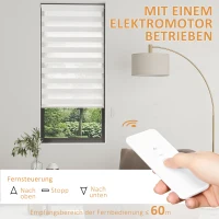 HOMCOM Doppelrollo mit Fernbedienung, USB-Schnittstelle, aufladbarer Akku, 80 cm x 180 cm x 7 cm, Weiß(m-5)