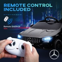 AIYAPLAY Mercedes-Benz AMG CLA 45 Licensed 12V Kids Electric Car Ride on Car w/ Remote, Suspension Lights Music Horn - Black(m-8)