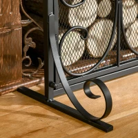 HOMCOM Parascintille per Camino in Metallo Nero con 2 Porte Chiusura a Clip, 88x30x89 cm(m-7)