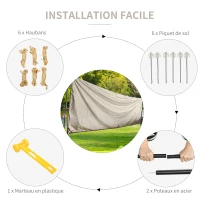 Outsunny Tente tarp de camping bâche 4 x 3 m protection solaire avec 2 mâts et sac de transport multifonction kaki(m-5)