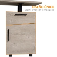 HOMCOM Mesa Escritorio 150 cm con Cajón y Armario con Balda Ajustable Mesa para Ordenador Multiusos de Canto Redondo 150x60x76 cm Madera Natural(m-5)