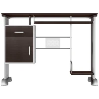 HOMCOM Bureau informatique design 100L x 52l x 75h cm brun noir et blanc(m-10)