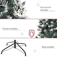 HOMCOM Árbol de Navidad Artificial 150 cm con 378 Ramas 41 Decoraciones Soporte de Acero Base Plegable y Desmontable Verde(m-7)