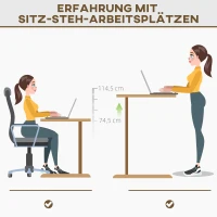 Vinsetto elektrischer Schreibtisch Tischgestell mit Motor höhenverstellbar 74,5-114,5 cm Schreibtischständer Stehschreibtisch Computertisch Bürotisch Memory-Steuerung Metall(m-3)