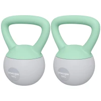 SPORTNOW 2 x 4kg Soft Kettlebell, Kettle Bell with Non-Slip Handle, for Home Gym, Strength Training, Cardio - Grey and Green(m-11)