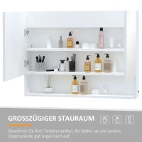 HOMCOM LED 10 W Spiegelschrank Badschrank mit zwei Türen und Ablage Hängeschrank Badezimmerspiegel Badmöbel Mehrzweckschrank für Badezimmer Soft-Close-Funktion MDF Weiß 80 x 15 x 60 cm(m-5)