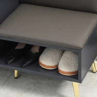 HOMCOM Banco Zapatero para 4 Pares con Compartimento Abierto y Asiento con Cojín para Entrada Pasillo 80x33x49 cm Gris(m-9)