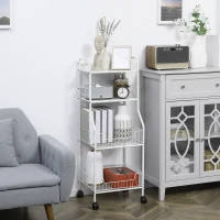 HOMCOM Estante de Cocina con Ruedas Carro de Almacenamiento de 4 Niveles para Cocina Baño Salón 42x34x114,5 cm Blanco(m-2)