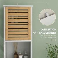 HOMCOM Meuble Colonne Rangement Salle de Bain bicolore dim. 35L x 30l x 170H cm 2 placards avec étagère réglable + 2 niches(m-6)
