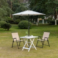 Outsunny Klapptisch Garten Beistelltisch Terrassentisch aus Pappelholz  Gartentisch mit Ø38mm Sonnenschirmhalter Gartenmöbel Wetterfest Outdoor 70 x 70 x 70 cm(m-2)