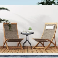 Outsunny Tavolo Rotondo con Piano in Vetro Temperato Tavolino da Giardino Nero, Φ60 x 70cm(m-2)