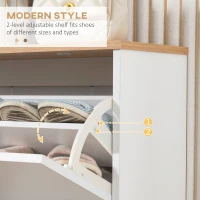 HOMCOM Narrow Shoe Cabinet, Slim Shoe Storage Cabinet with 3 Flip Drawers and Adjustable Shelves, 12 Pair of Shoes Organizer for Hallway, Entryway, White(m-5)