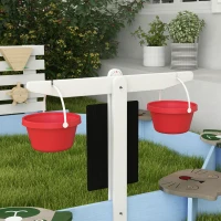 Outsunny Wooden Sandbox, Outdoor Sand Pit, with Six Seats, Accessories, for Ages 3-7 Years - Blue(m-9)