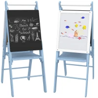 AIYAPLAY Three-In-One Easel for Kids, with Paper Roll, Adjustable Height - Blue(m-1)