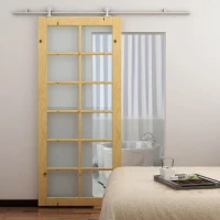 HOMCOM 2M / 6.6ft Modern Sliding Door Set Shell Handle Aluminum-Alloy Organizer Living Room Office(m-2)