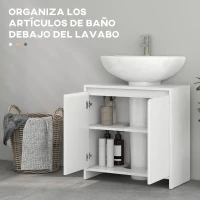 HOMCOM Mueble para Debajo del Lavabo Moderno con Estante Mueble Lavabo con Pie Anti-vuelco Carga 40 kg 60x30x60 cm Blanco(m-5)